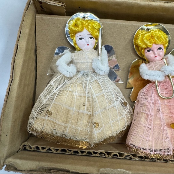 Shiny Brite 5 Kitsch Christmas Angels Ornaments Max Eckardt  1959 Japan Paper - Picture 4 of 9